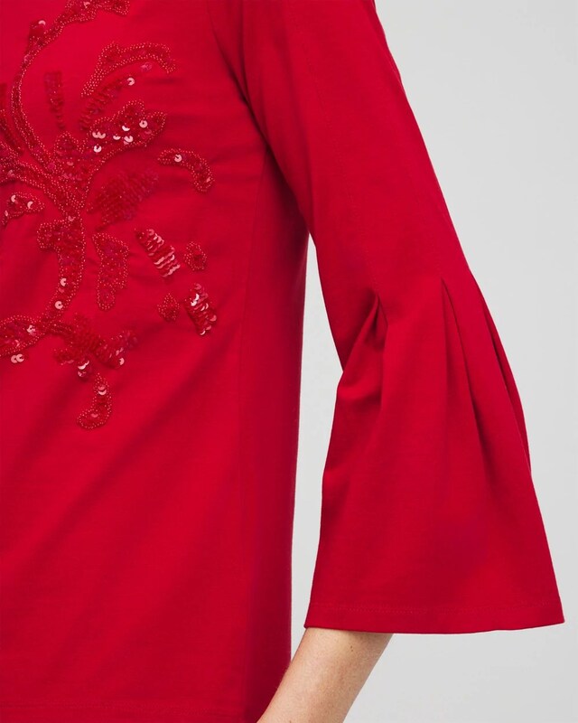 Embellished Flute Sleeve Tee - image 4